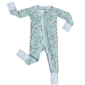 LITTLE SLEEPIES MINT BUNNIES BAMBOO VISCOSE ZIPPY